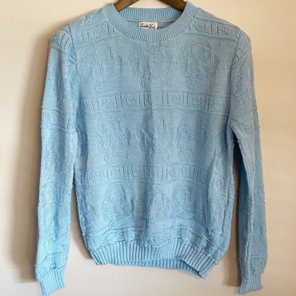 Vintage Rose Textured Knit Crew Neck Sweater - Picture 1 of 4